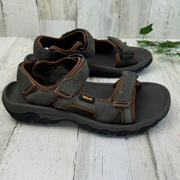 TEVA MEN KATAVI 2 BLACK OLIVE HOOK N LOOP SPORTS SANDALS US 8